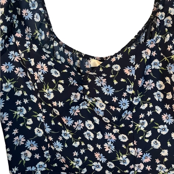 Nordstrom Rack Rowa Blue Floral Print Short Sleeve Casual Event Maxi Dress Small - Picture 8 of 10